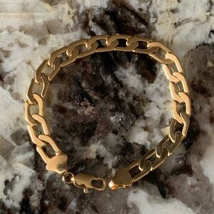 18K Gold Filled Cuban Link Bracelet, Stamped